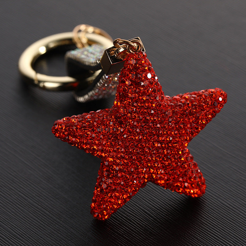 Wholesale Diamond-encrusted Clay Five-pointed Star Metal Keychain